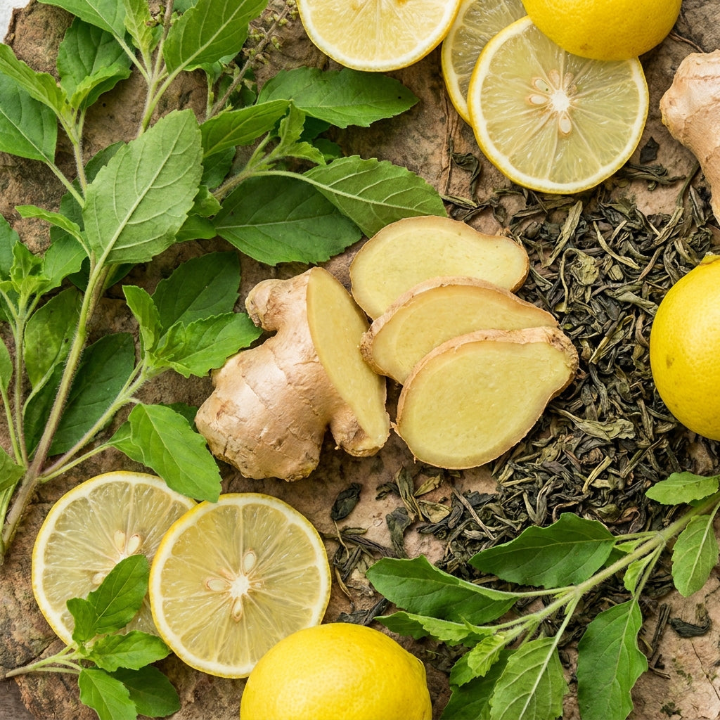 Tulsi Adrak Lemon Green Tea lifestyle shot